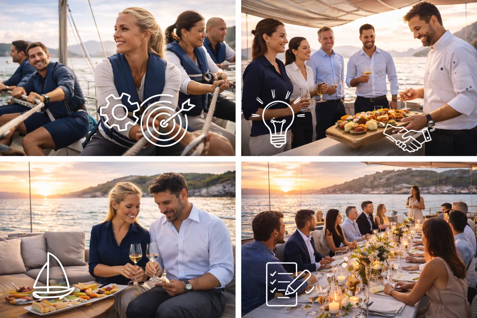 Seleccionar Claves del team building y los eventos en barco para empresas